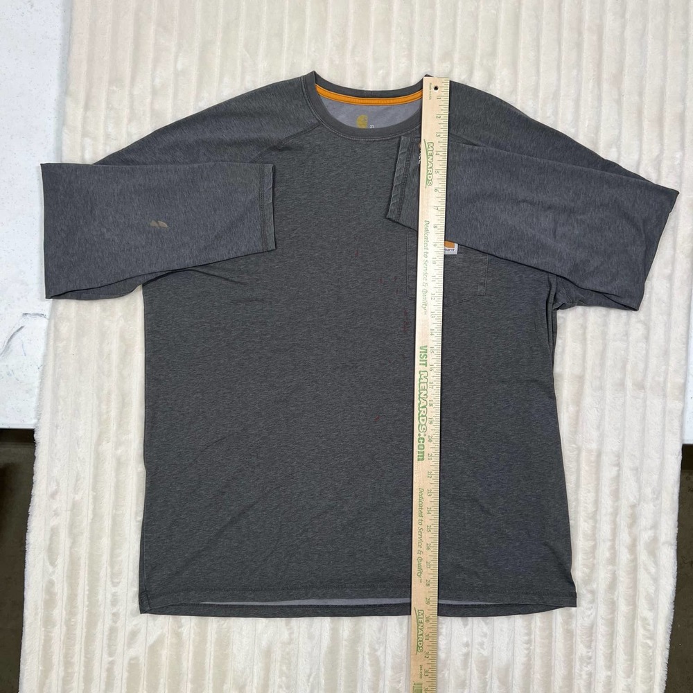 Carhartt Force XL Heather Gray Grey Longsleeve Workwear Utility Outdoor T-Shirt - Picture 3 of 6